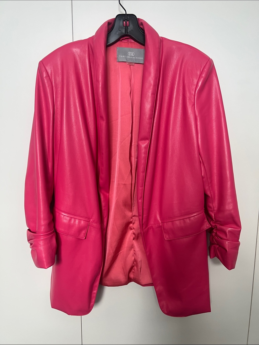 Tart Collections Vibrant Pink vegan Leather Blazer